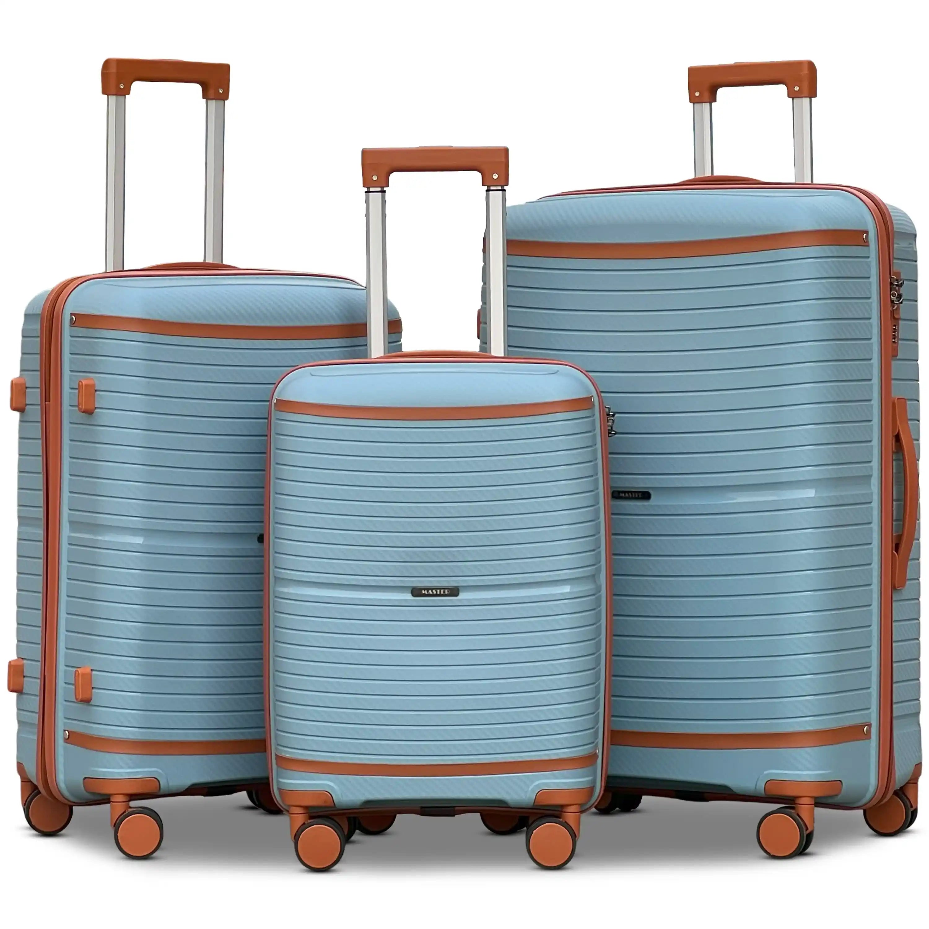 Textured 3 Pcs Set Hard Side Luggage Unbreakable PP Suitcase with Spinner Wheels