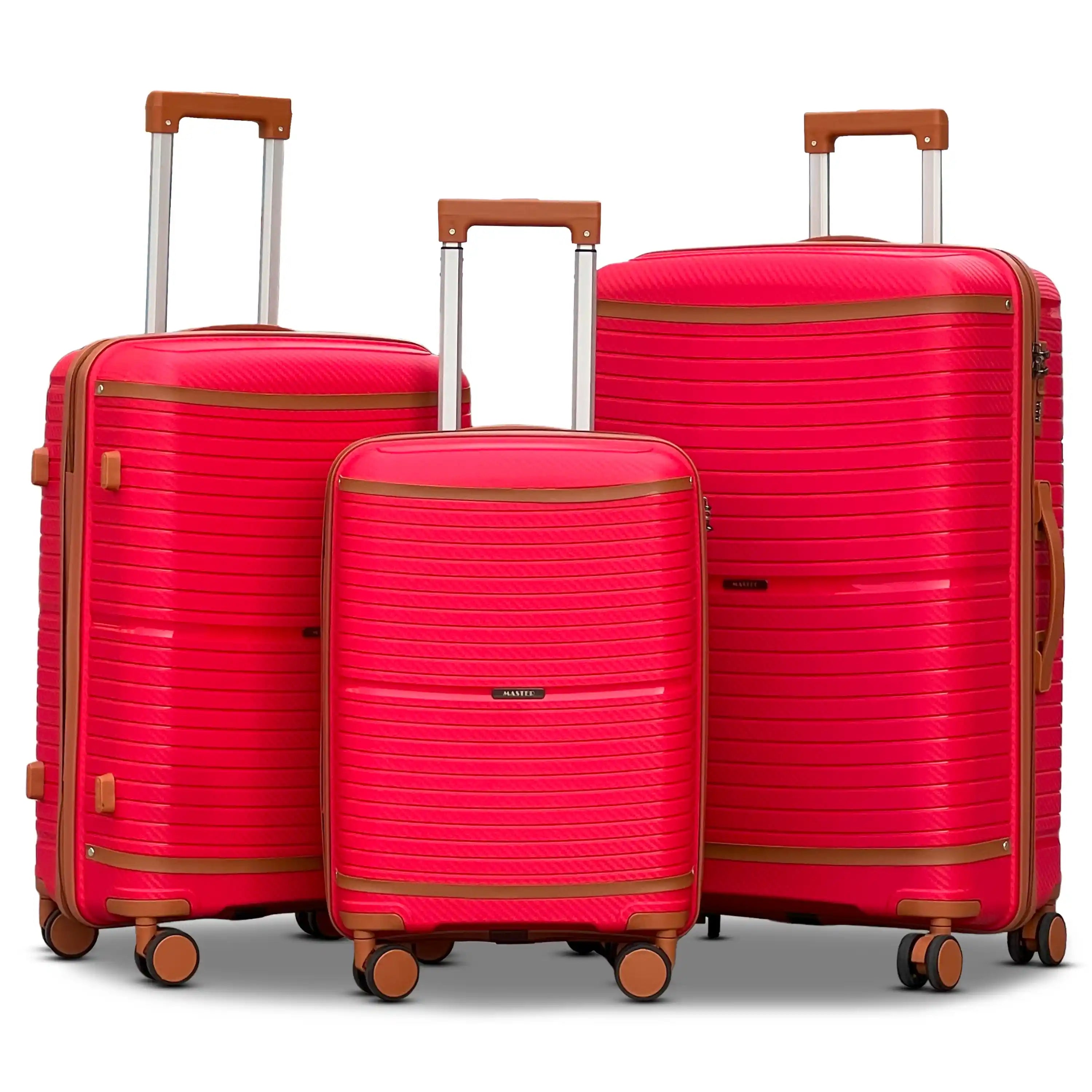 Textured 3 Pcs Set Hard Side Luggage Unbreakable PP Suitcase with Spinner Wheels