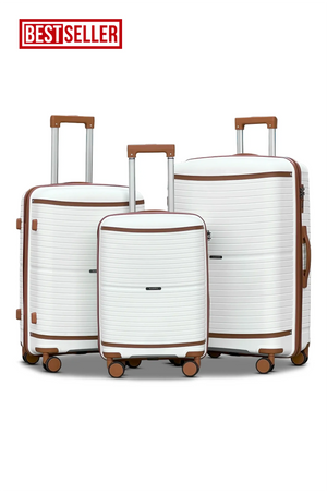 Textured 3 Pcs Set Hard Side Luggage Unbreakable PP Suitcase with Spinner Wheels