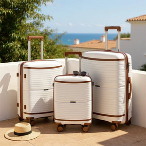 Textured 3 Pcs Set Hard Side Luggage Unbreakable PP Suitcase with Spinner Wheels