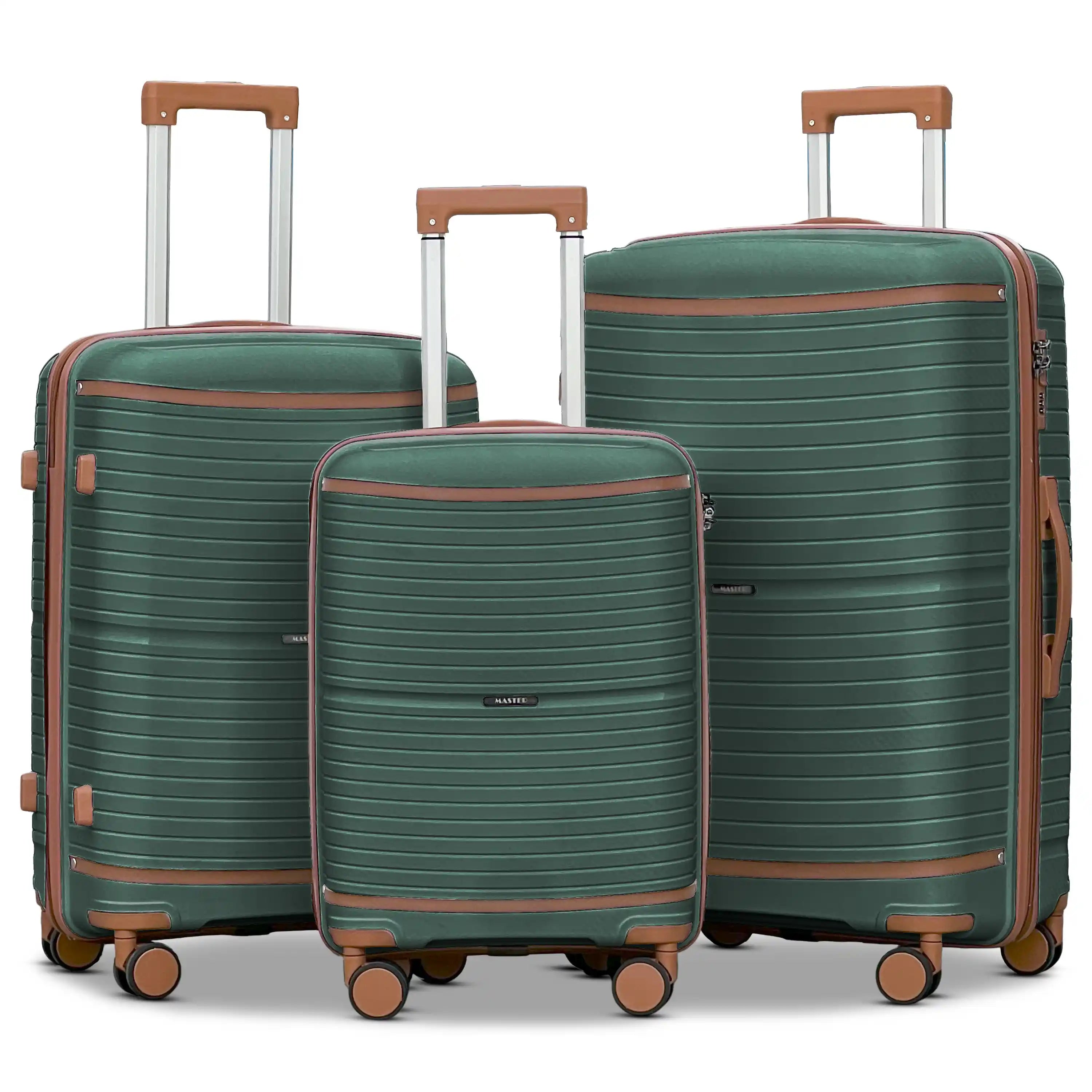 Textured 3 Pcs Set Hard Side Luggage Unbreakable PP Suitcase with Spinner Wheels