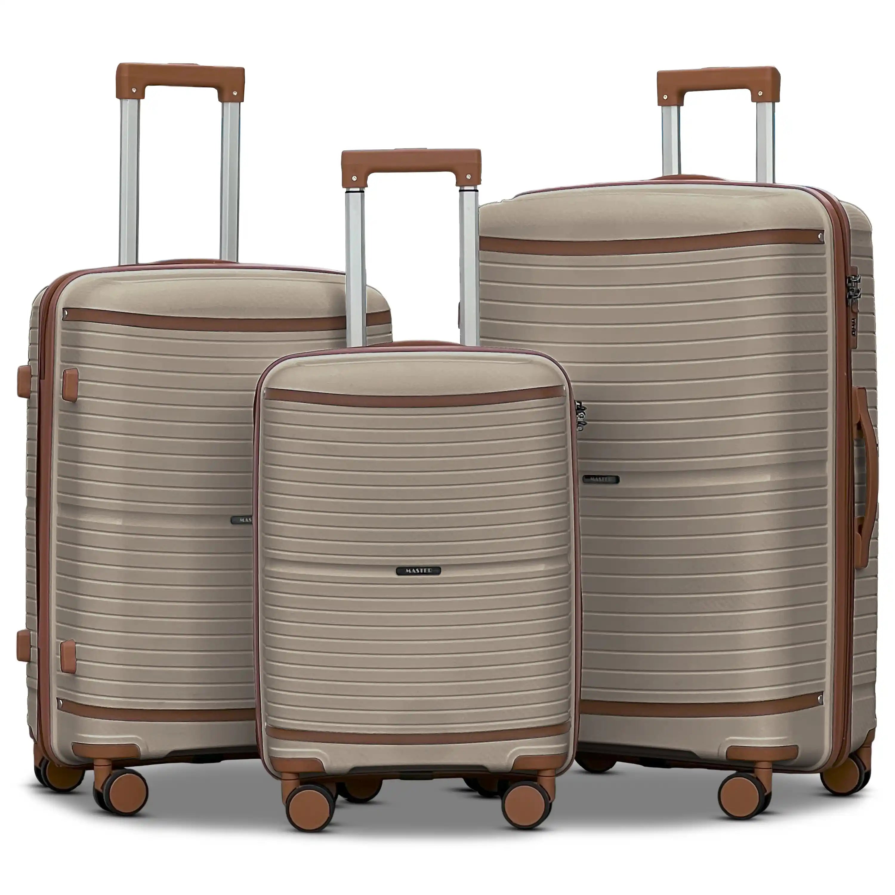 Textured 3 Pcs Set Hard Side Luggage Unbreakable PP Suitcase with Spinner Wheels