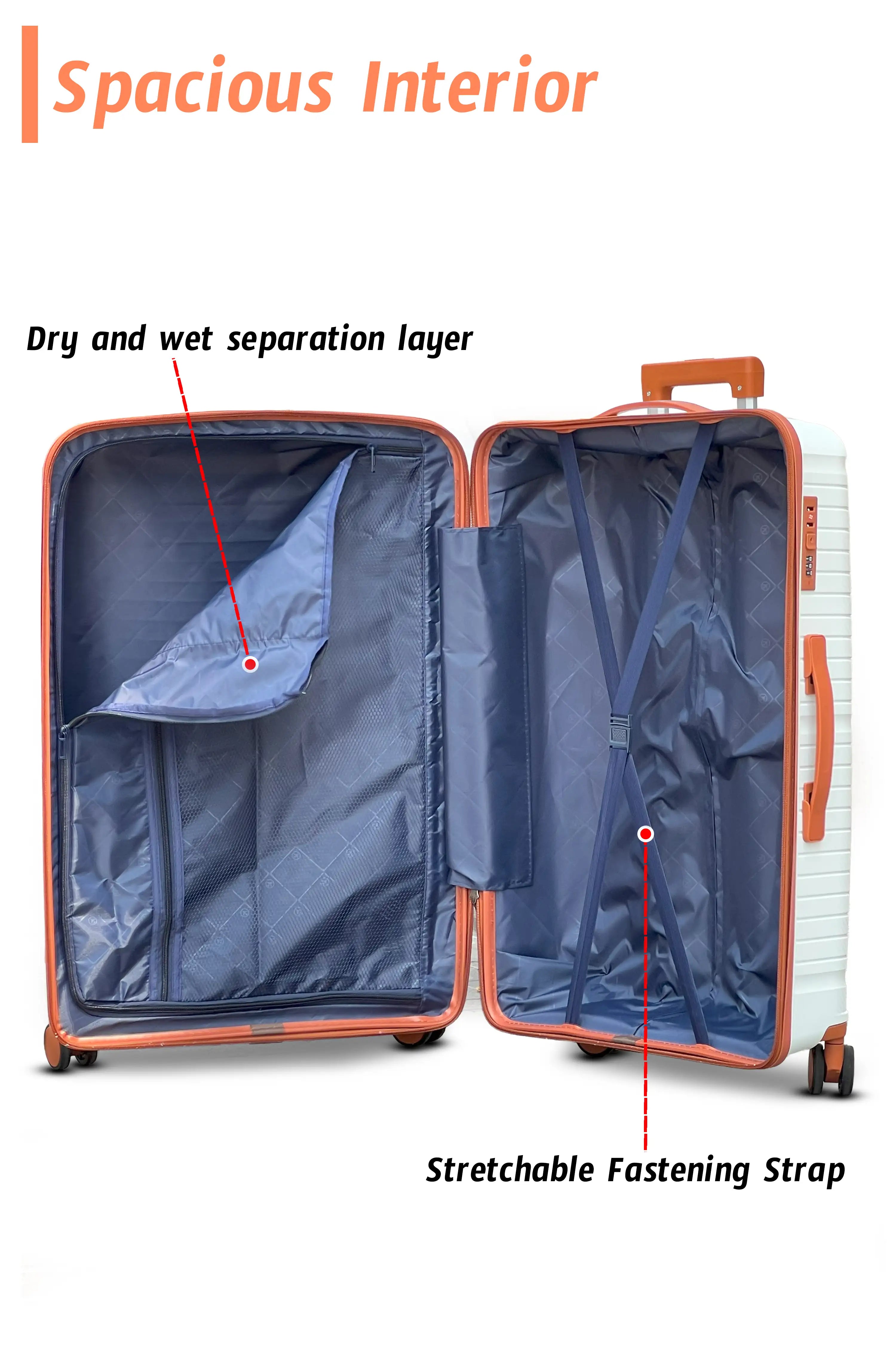 Textured 3 Pcs Set Hard Side Luggage Unbreakable PP Suitcase with Spinner Wheels