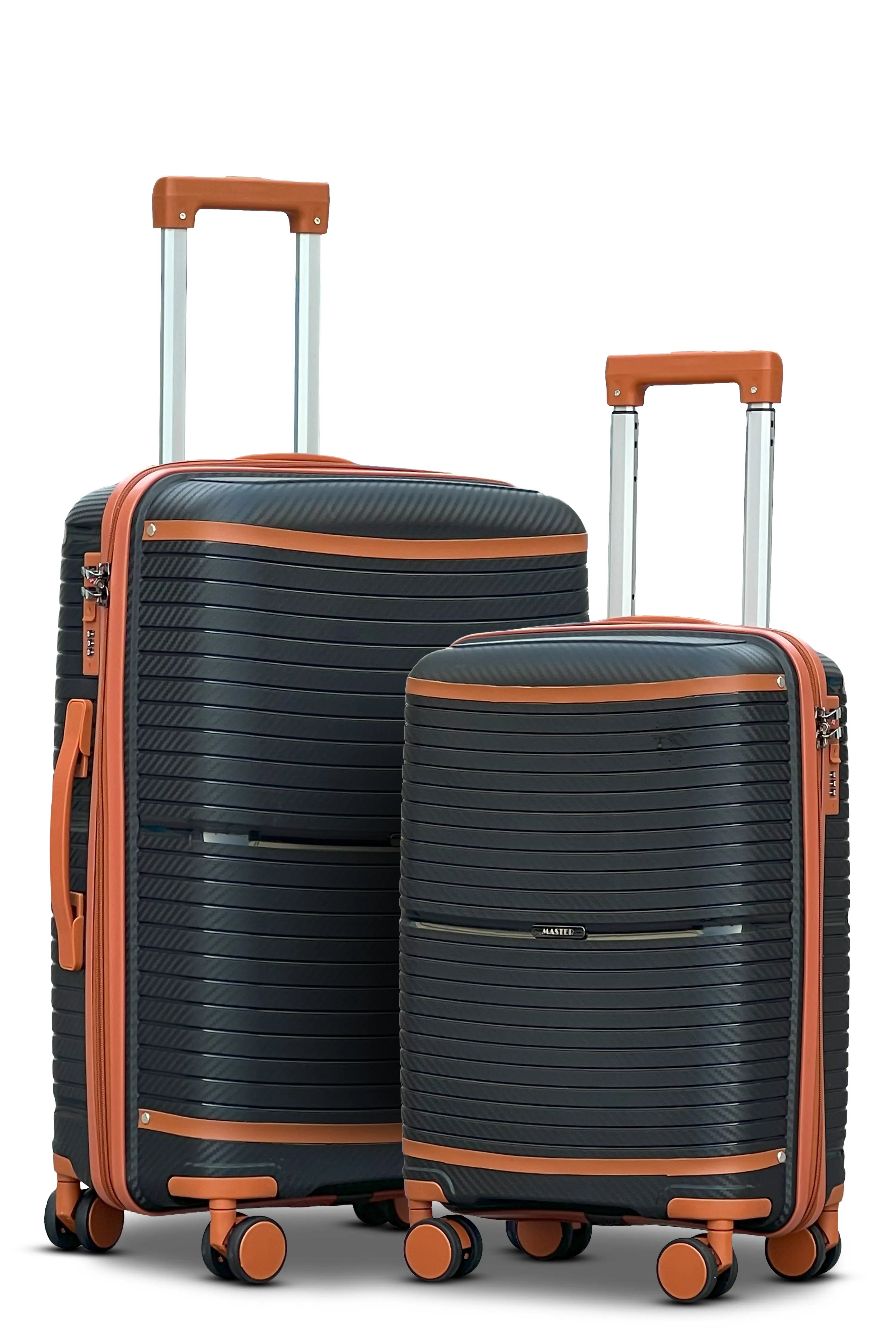 Textured 3 Pcs Set Hard Side Luggage Unbreakable PP Suitcase with Spinner Wheels