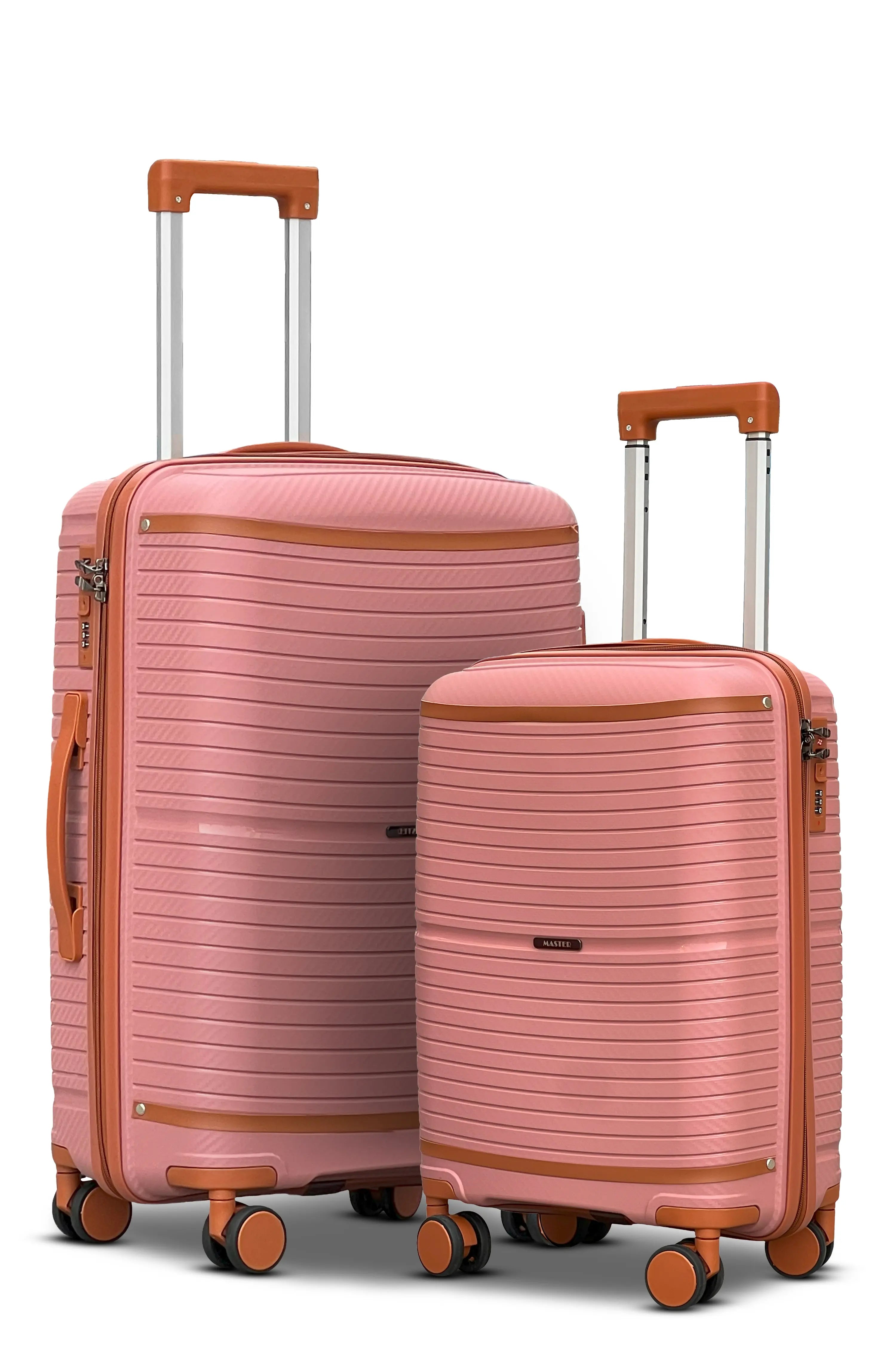 Textured 3 Pcs Set Hard Side Luggage Unbreakable PP Suitcase with Spinner Wheels