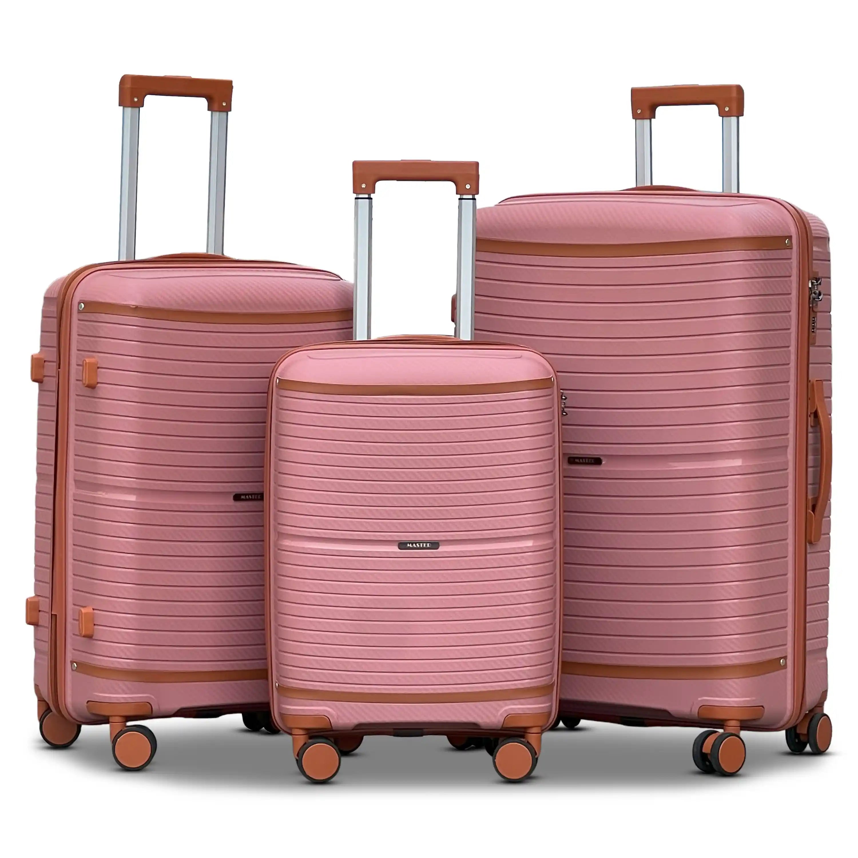 Textured 3 Pcs Set Hard Side Luggage Unbreakable PP Suitcase with Spinner Wheels