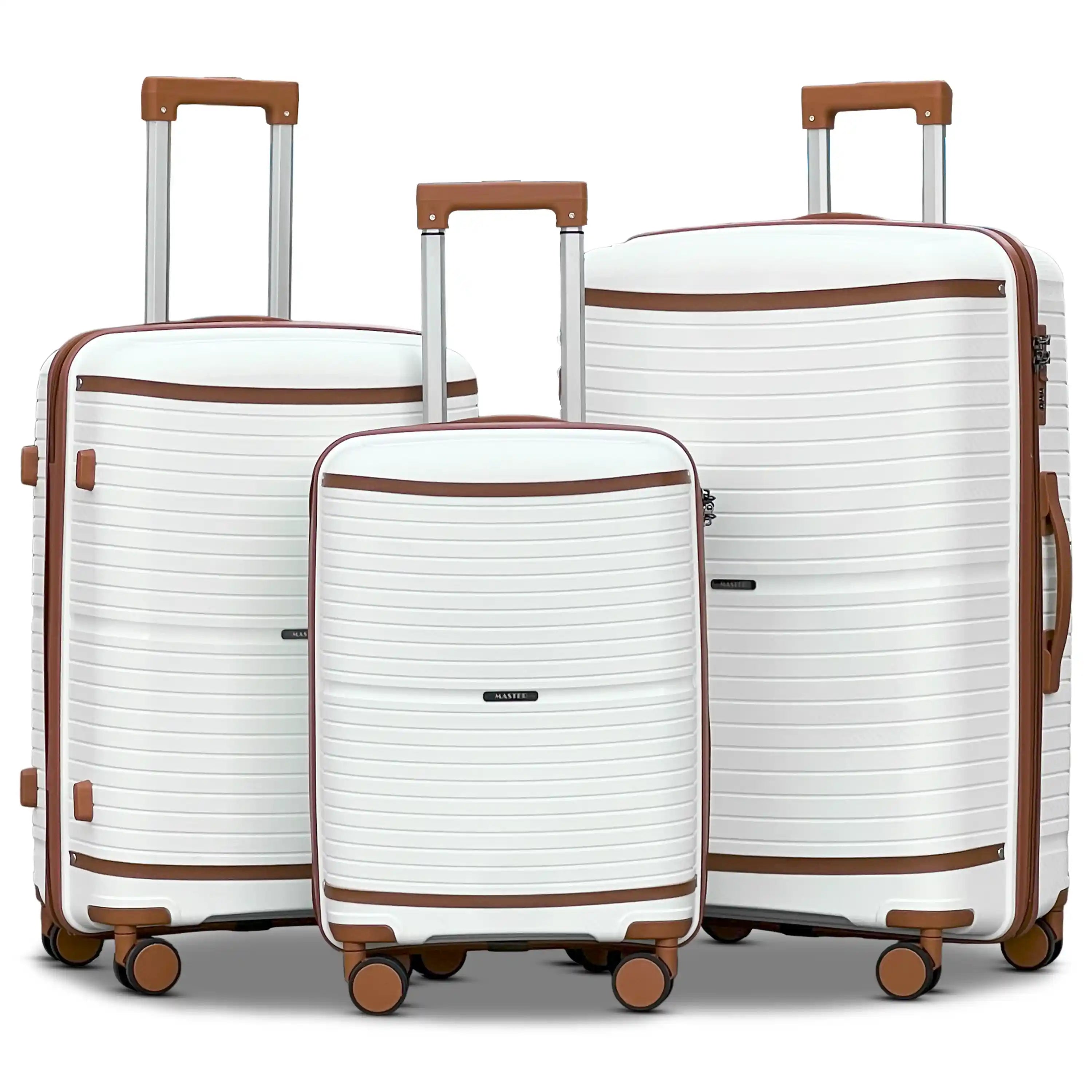 Textured 3 Pcs Set Hard Side Luggage Unbreakable PP Suitcase with Spinner Wheels