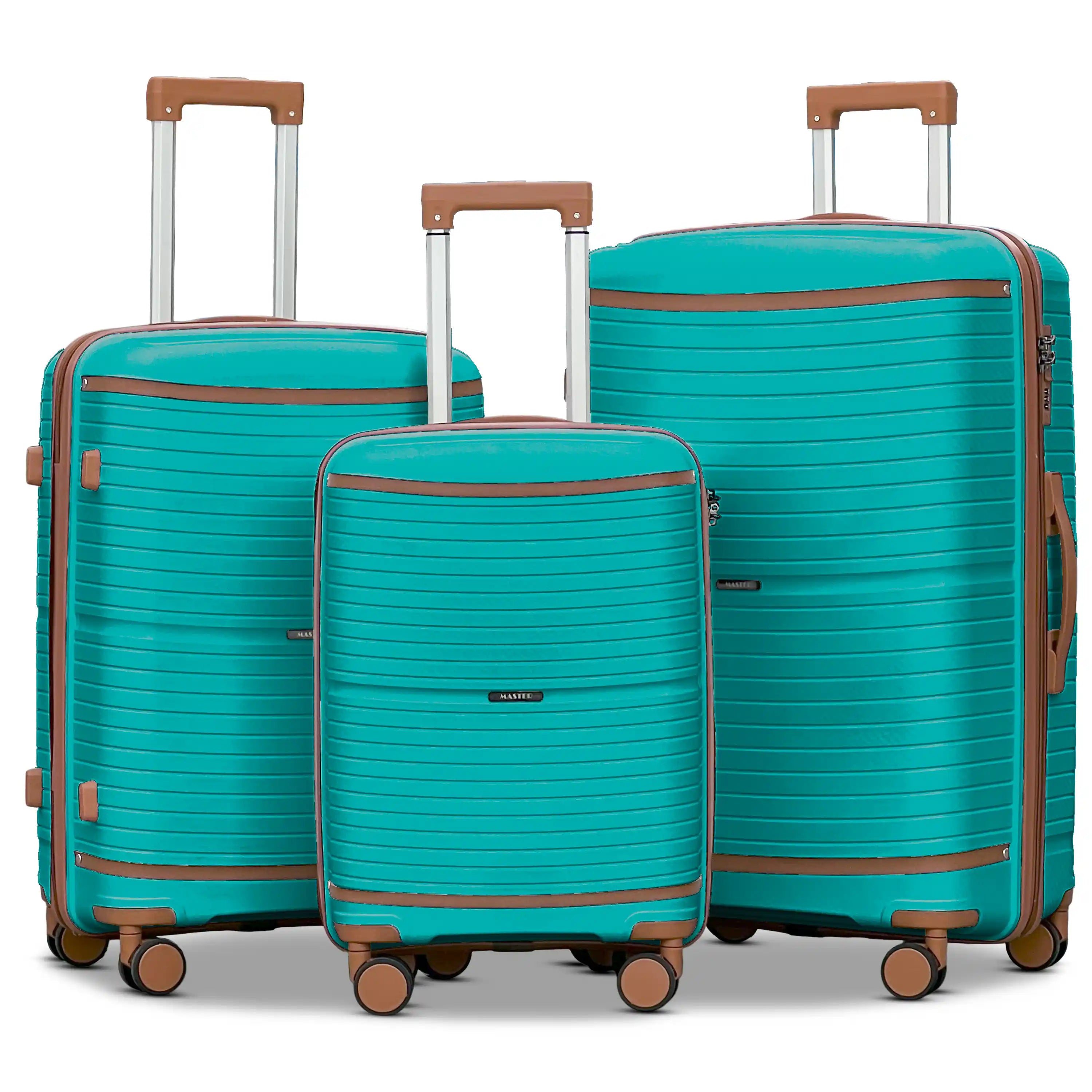 Textured 3 Pcs Set Hard Side Luggage Unbreakable PP Suitcase with Spinner Wheels