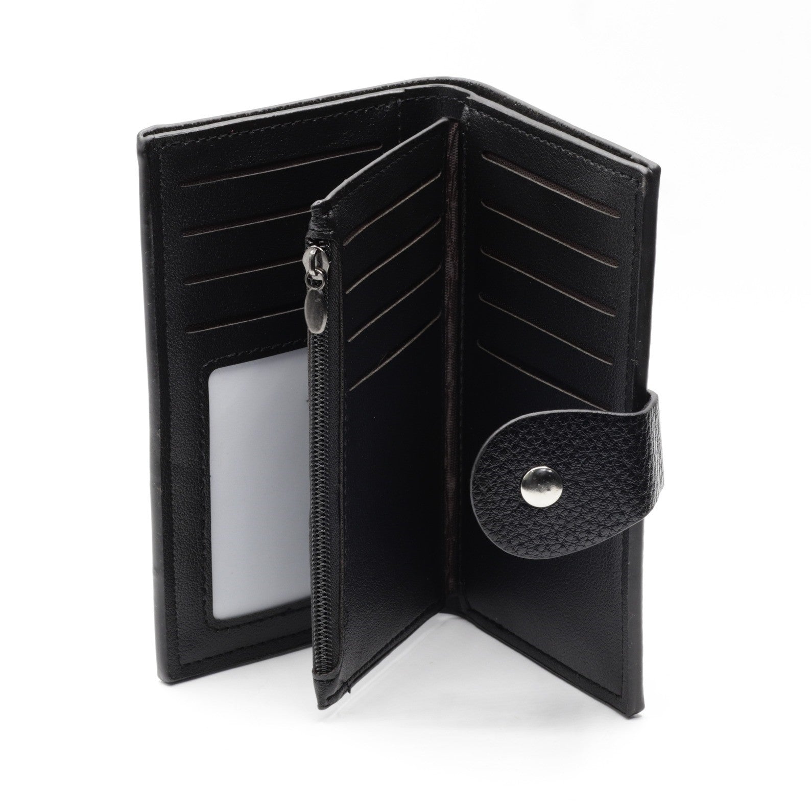 Thin PU Leather Credit Card Holder Button Wallet | Long Multi Card Slot Coin Purse Zaappy
