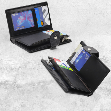 Thin PU Leather Credit Card Holder Button Wallet | Long Multi Card Slot Coin Purse Zaappy