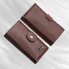 Thin PU Leather Credit Card Holder Button Wallet | Long Multi Card Slot Coin Purse