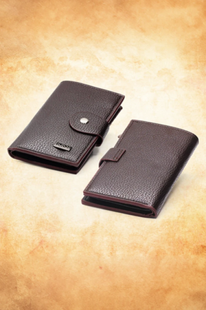 Thin PU Leather Credit Card Holder Button Wallet | Long Multi Card Slot Coin Purse