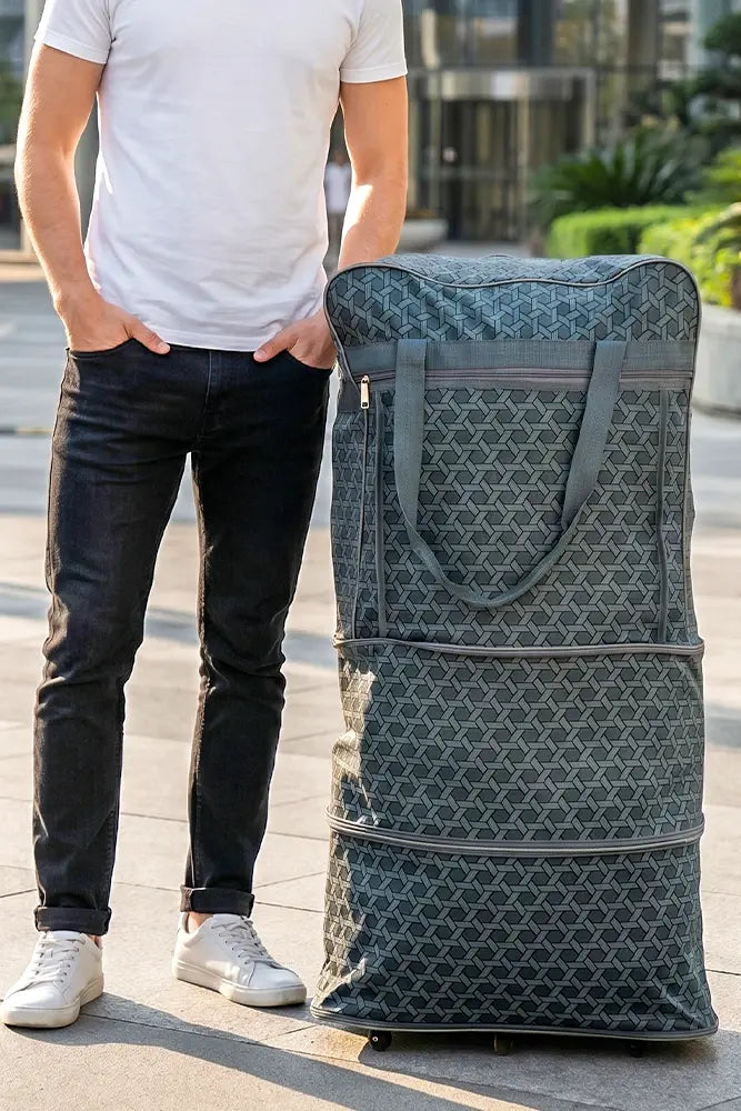 Expandable Foldable Lightweight Travel Duffel Mesh Wheel Bag | Rolling Storage Bag