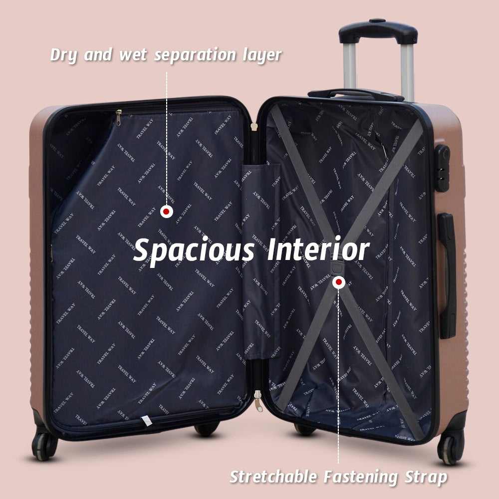 Travel Way ABS Luggage Set | Lightweight Hard Case with Spinner Wheels | Durable Trolley Bags | 3 Piece Set 20" 24" 28"