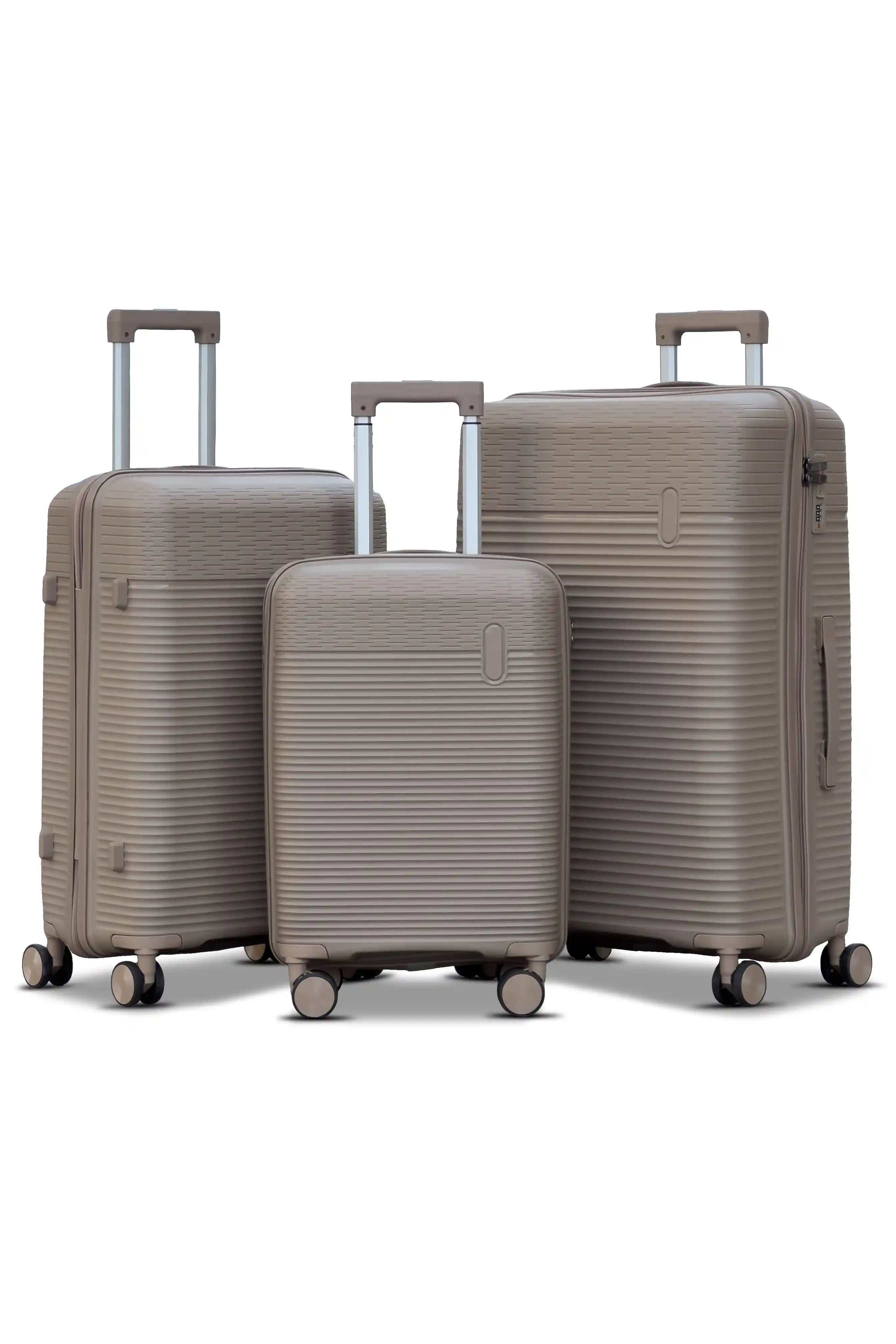 Travel Way PP Line Pro Unbreakable Lightweight 3 Pcs Set (20/24/28 Inch) Hard Shell Luggage Bag With Combination Lock And Telescopic Handle