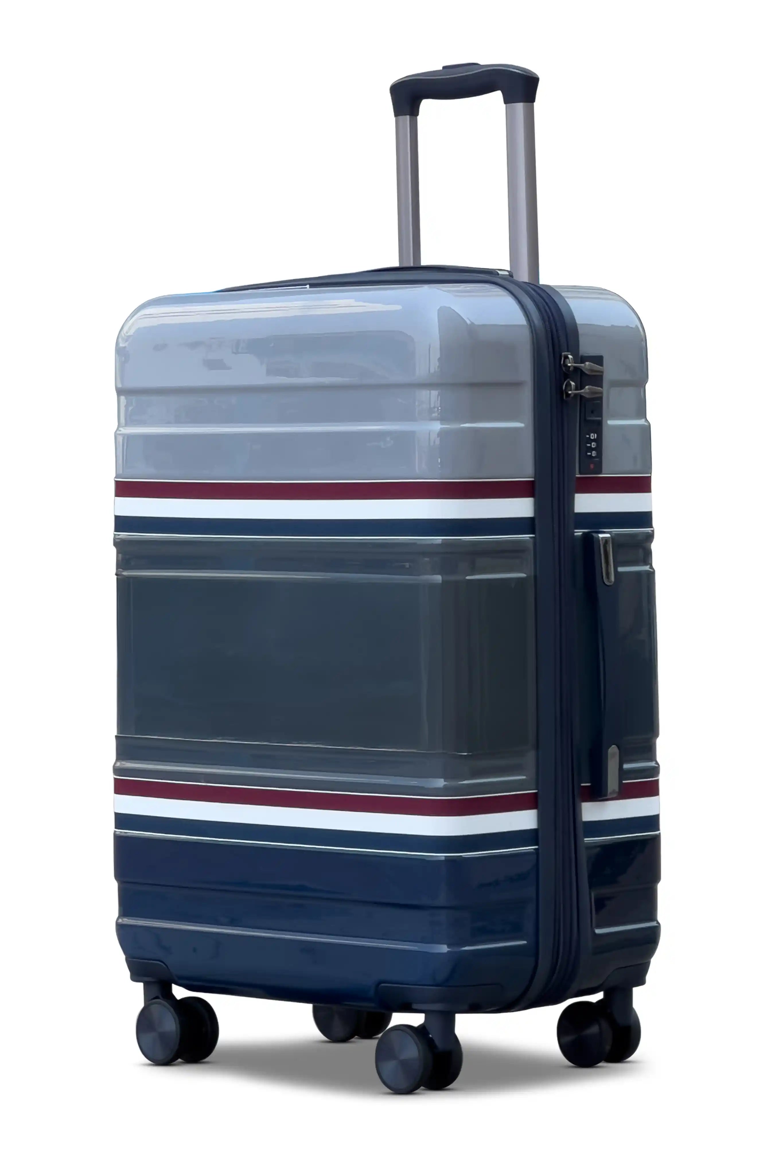 24 Inch Medium Size Checked In Travelus Printed Expandable PC Lightweight Luggage Bag With Smooth Spinner Wheels