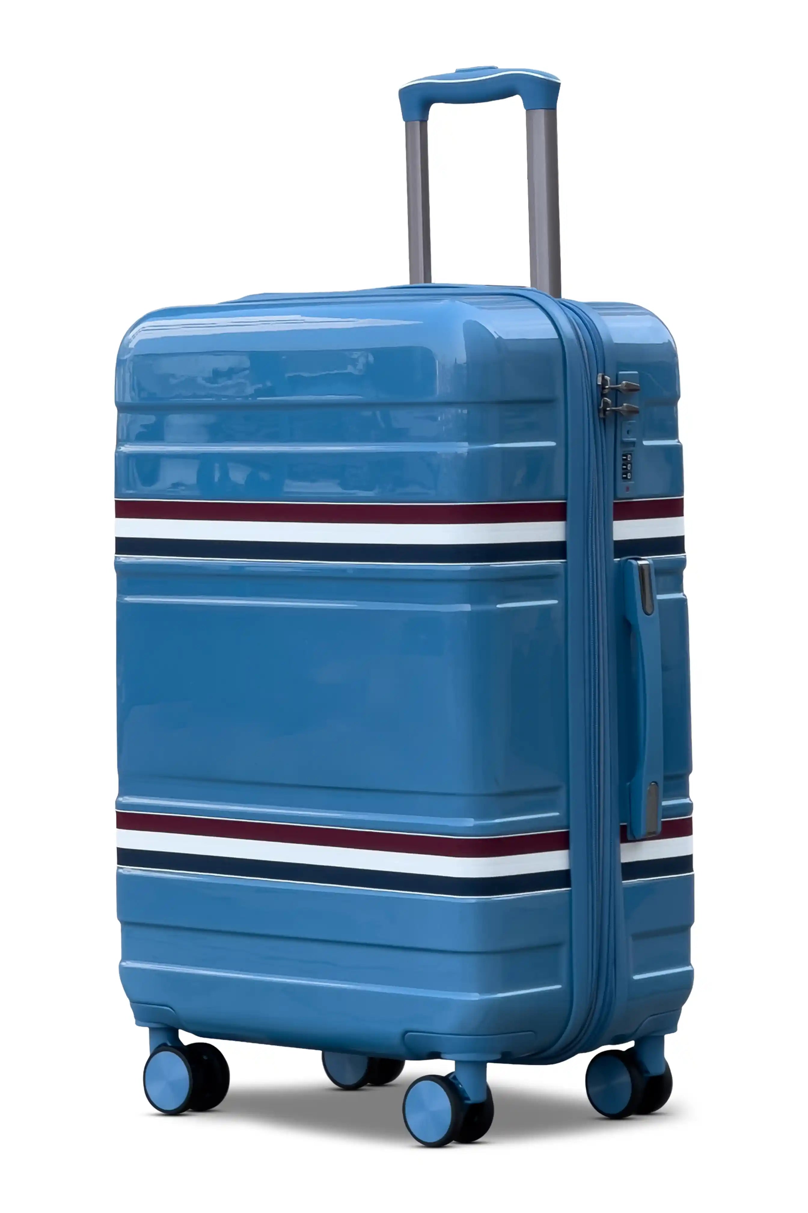 24 Inch Medium Size Checked In Travelus Printed Expandable PC Lightweight Luggage Bag With Smooth Spinner Wheels