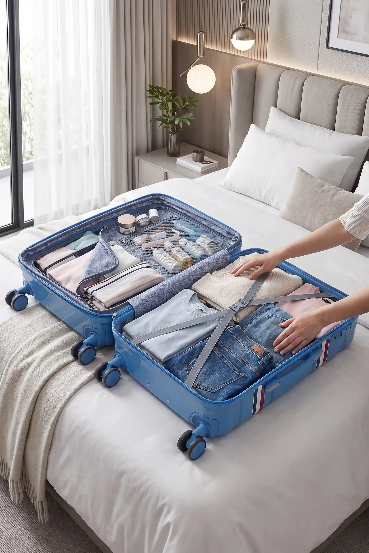 24 Inch Medium Size Checked In Travelus Printed Expandable PC Lightweight Luggage Bag With Smooth Spinner Wheels