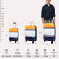 Travelus Printed Hard Shell PC Lightweight 3 PCS Luggage Set with dimension chart