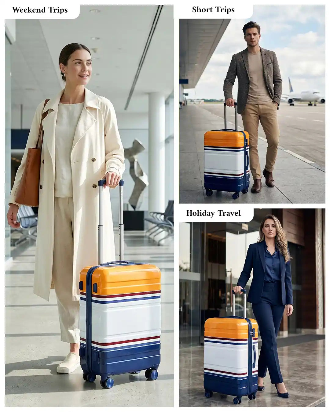 Travelus Printed Hard Shell PC Lightweight 3 Pcs Luggage Set in Multicolours | 20,24,28 Inches