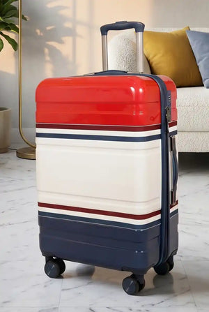 24 Inch Travelus Printed Hard Shell PC Lightweight Medium Size Check In Luggage In Multicolours
