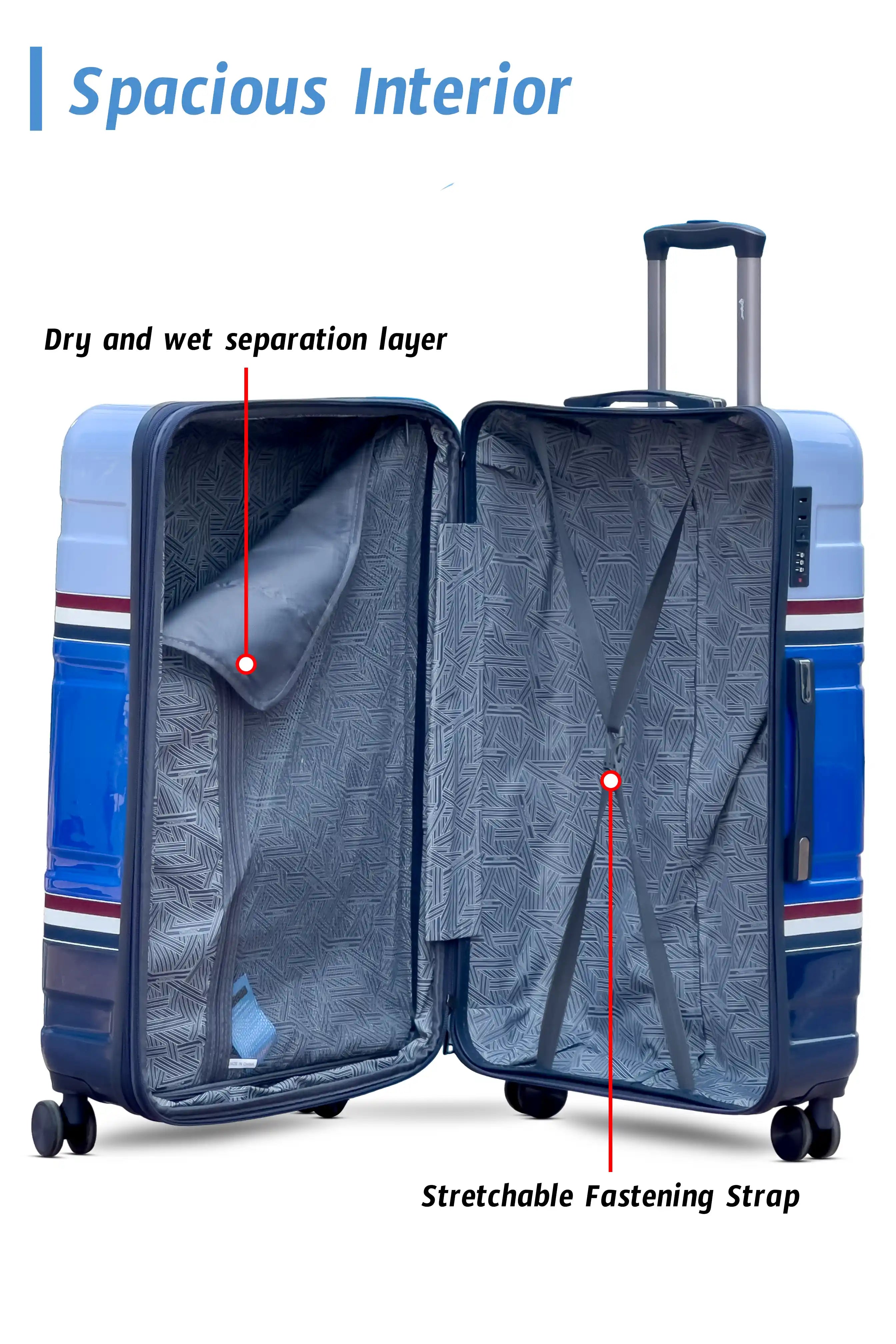 24 Inch Medium Size Checked In Travelus Printed Expandable PC Lightweight Luggage Bag With Smooth Spinner Wheels