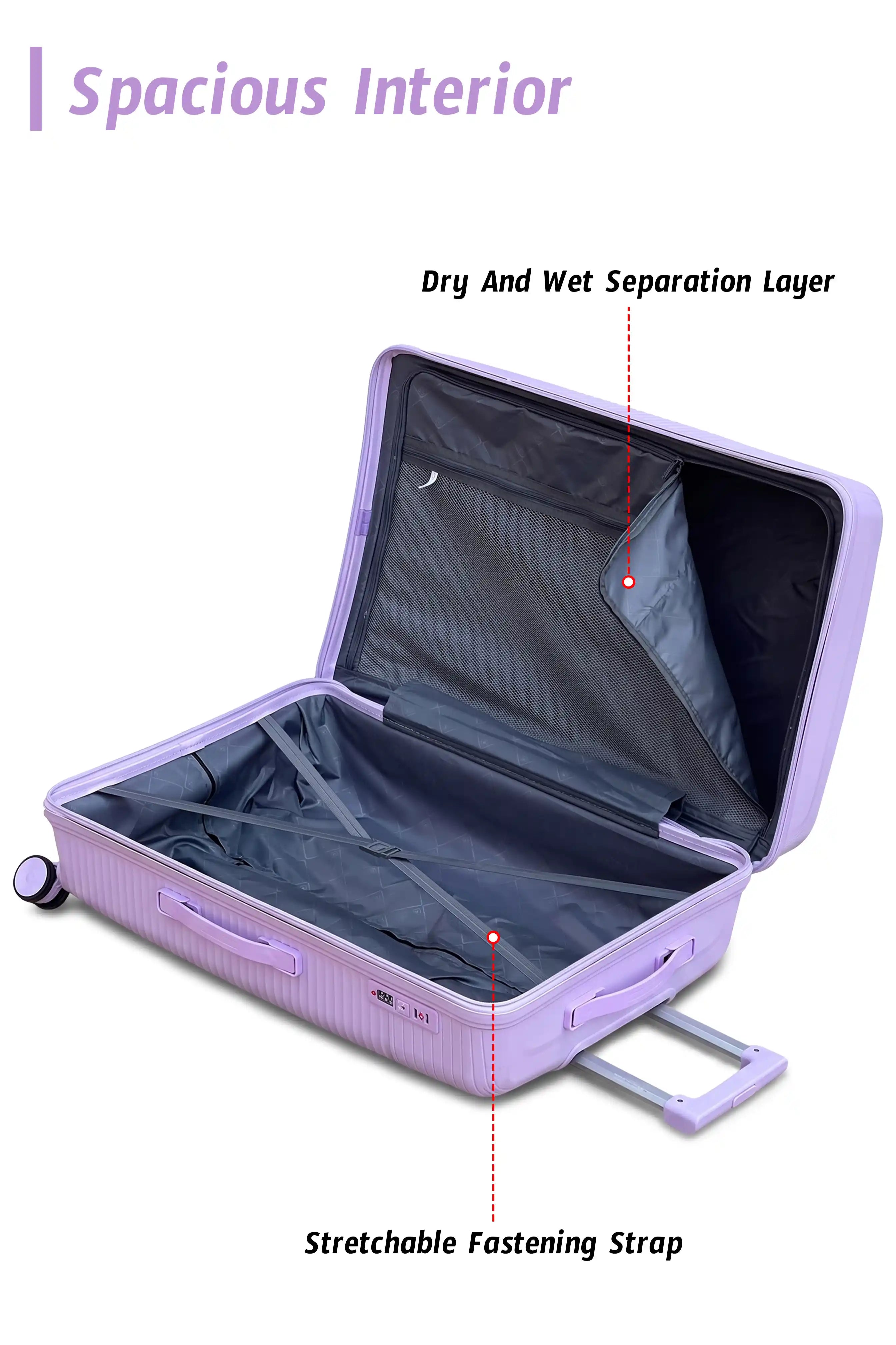 Travel Way PP Line Pro Unbreakable Lightweight 3 Pcs Set (20/24/28 Inch) Hard Shell Luggage Bag With Combination Lock And Telescopic Handle