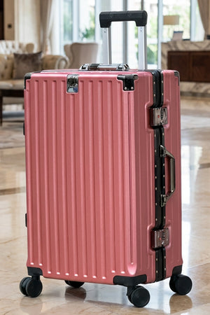 24 Inch Lightweight Trending Aluminum Checked In Luggage | USB Charging Port and Bottle Holder Travel Suitcase with Spinner Wheels