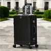 28 Inch Lightweight Trending Aluminum Large Checked Luggage | USB Charging Port and Bottle Holder Travel Suitcase with Spinner Wheels
