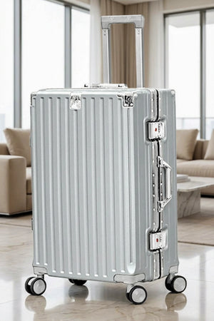 20 Inch Lightweight Trending Aluminum Carry-On Luggage | USB Charging Port and Bottle Holder Travel Suitcase with Spinner Wheels
