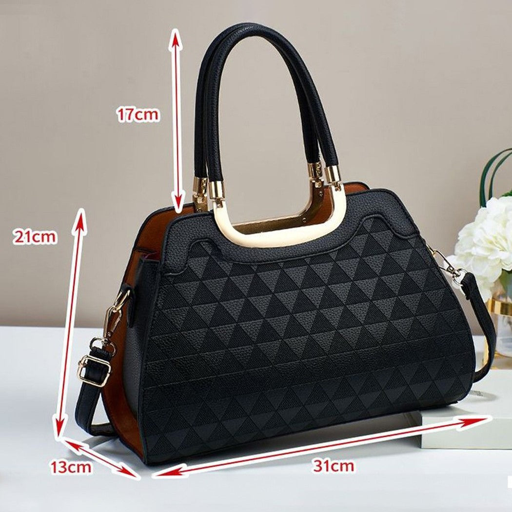 Elegant Classic Party Tri Design Hand Bag For Women | Top Handle Satchel Ladies Fashion Tote Shoulder Bag