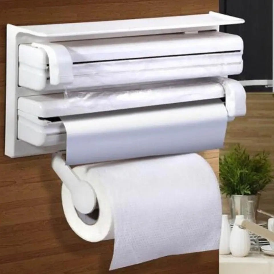 3 In 1 Multipurpose Use Kitchen Triple Paper Roll Dispenser and Holder