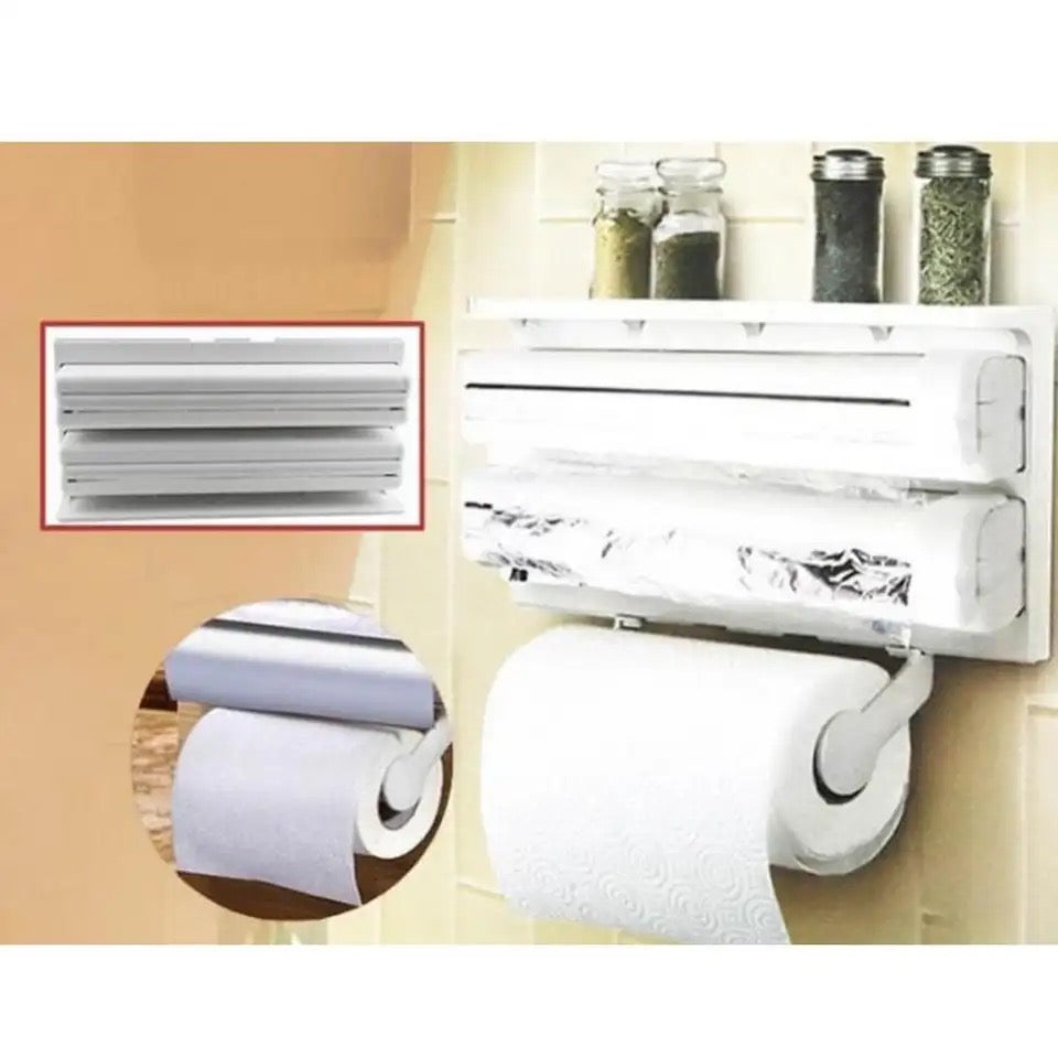 3 In 1 Multipurpose Use Kitchen Triple Paper Roll Dispenser and Holder