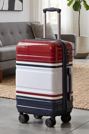 20 Inch Small Size Carry On Travelus Printed Expandable PC Lightweight Luggage Bag With Smooth Spinner Wheels