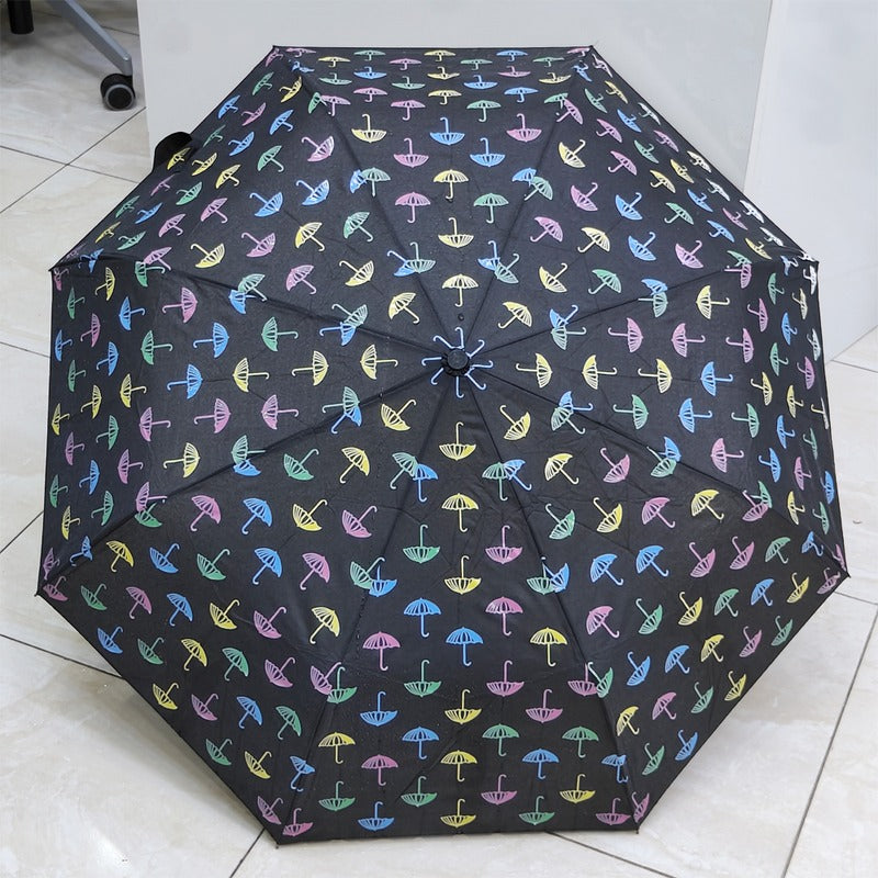 Colour Changing Umbrella Black Colour Design Printed