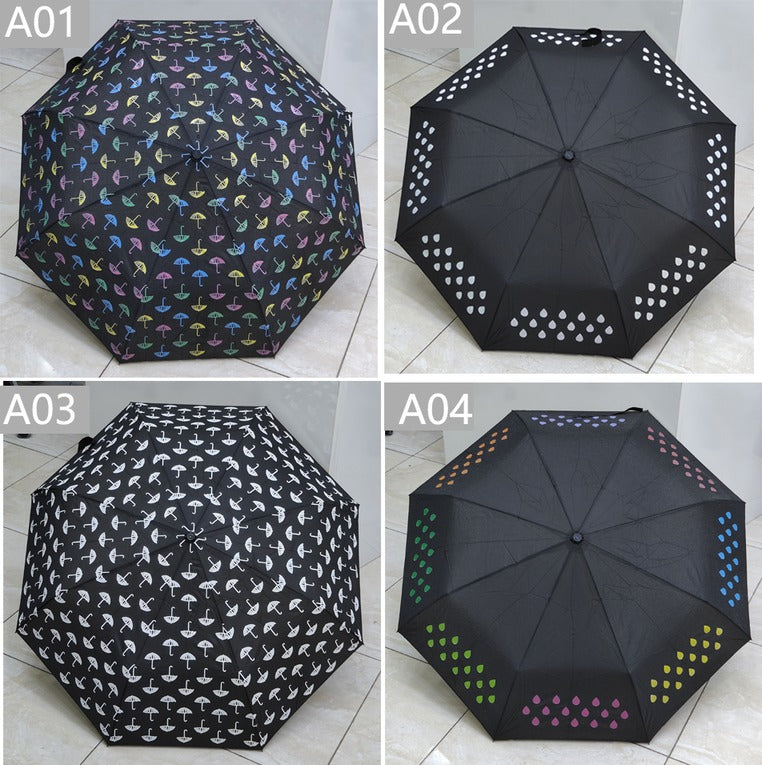 Colour Changing Umbrella Black Colour Design Printed