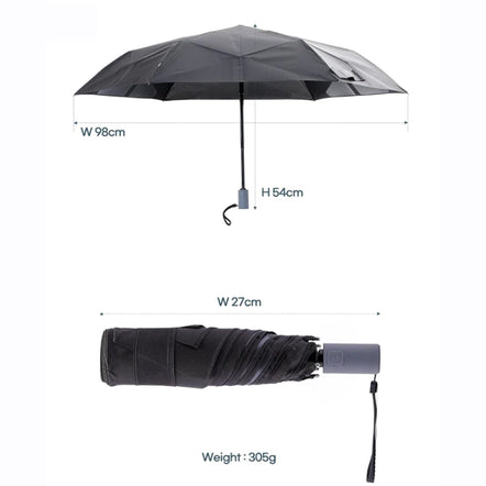 Automatic Open and Close Single Colour 3 Fold Bright Umbrella