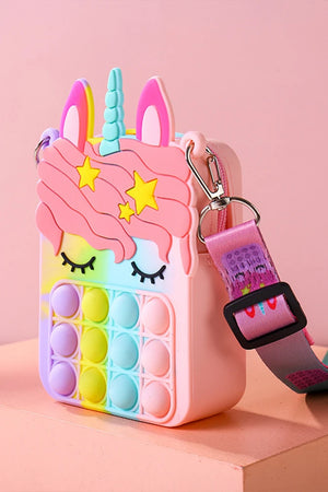 Unicorn Shape Cute Pop It Crossbody Bag For Girls | Fidget Toy Sling Bag