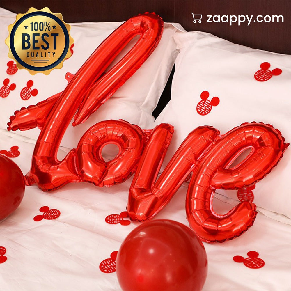 Valentines Day Blowup Love Foil Balloon Decoration Love Banner With Plastic Inflating Tube | Love Letter Text Balloon