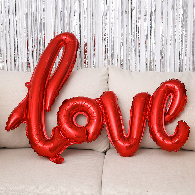 Valentines Day Blowup Love Foil Balloon Decoration Love Banner With Plastic Inflating Tube | Love Letter Text Balloon