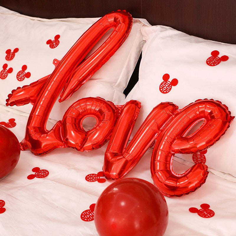 Valentines Day Blowup Love Foil Balloon Decoration Love Banner With Plastic Inflating Tube | Love Letter Text Balloon