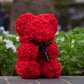 Handmade Rose Flower Teddy Bear With Bowknot Gift For Valentines Day Zaappy