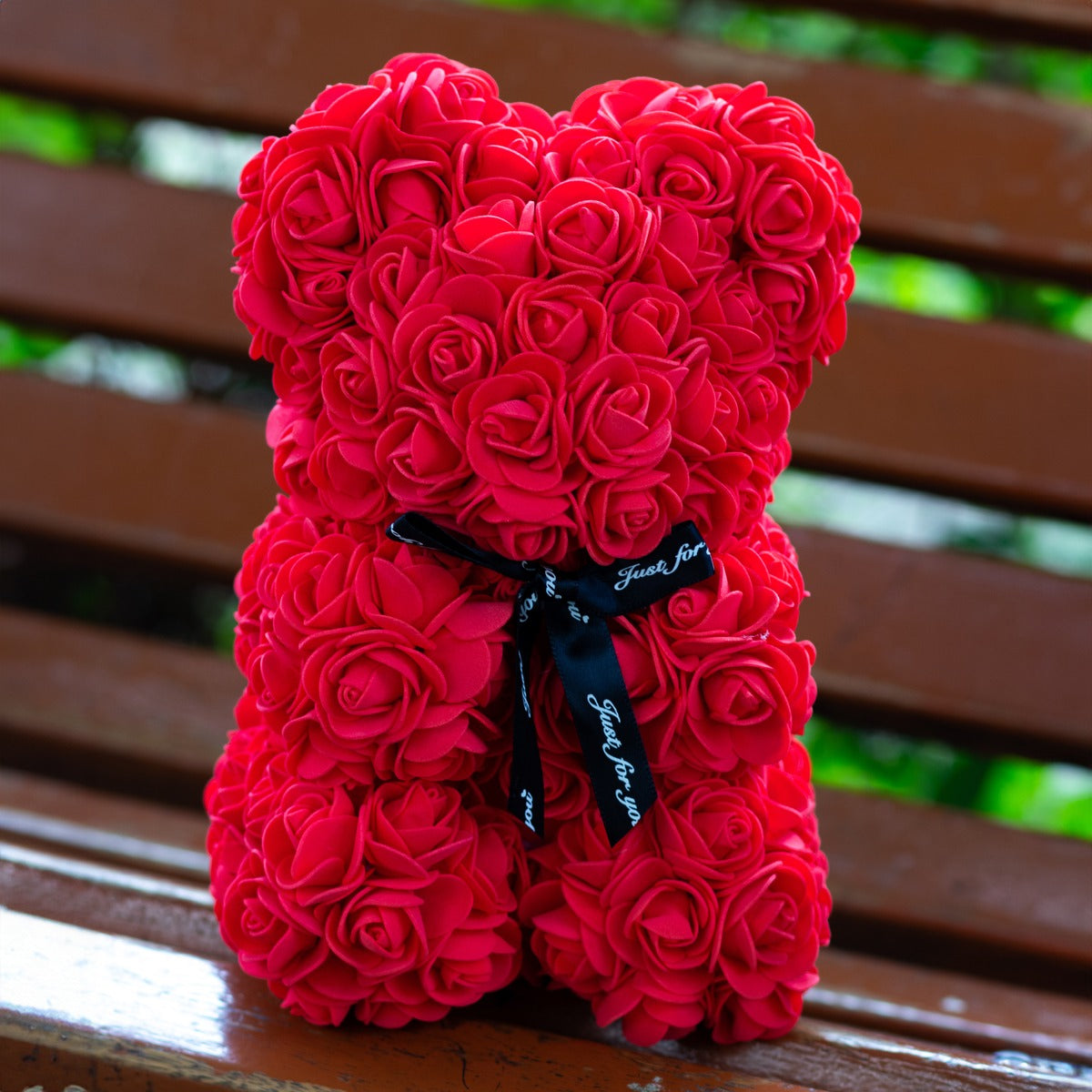 Handmade Rose Flower Teddy Bear With Bowknot Gift For Valentines Day Zaappy