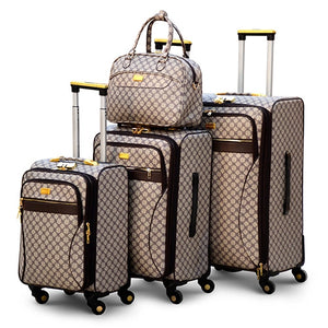 VL PU Leather Material Luggage | Soft Shell Four Wheel Trolley Bag | 4 Pcs Set 7, 20, 24 and 28 Inches