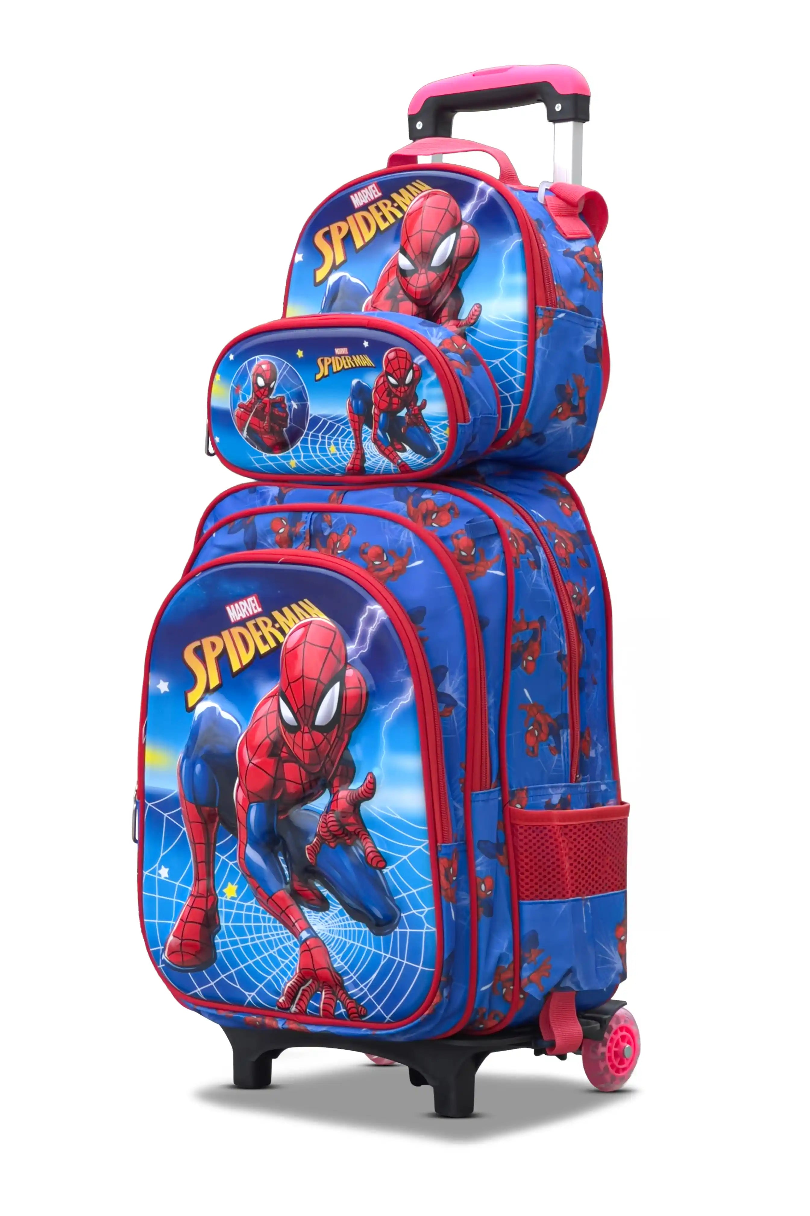 Web Wheeled 3 Pcs School Bag, Lightweight With Multiple Compartments And Adjustable Padded Straps
