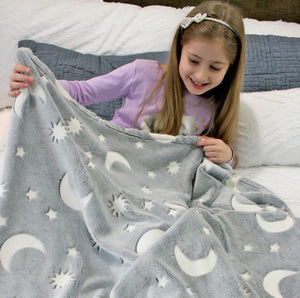 Glow in Dark Luminous Flannel Blanket For Kids | Feather Touch Magic Blanket