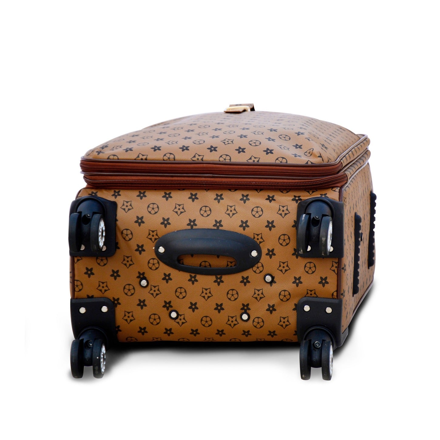 24" Light Brown Colour LVR PU Leather Luggage Lightweight Soft Material Trolley Bag with Spinner Wheel Zaappy.com