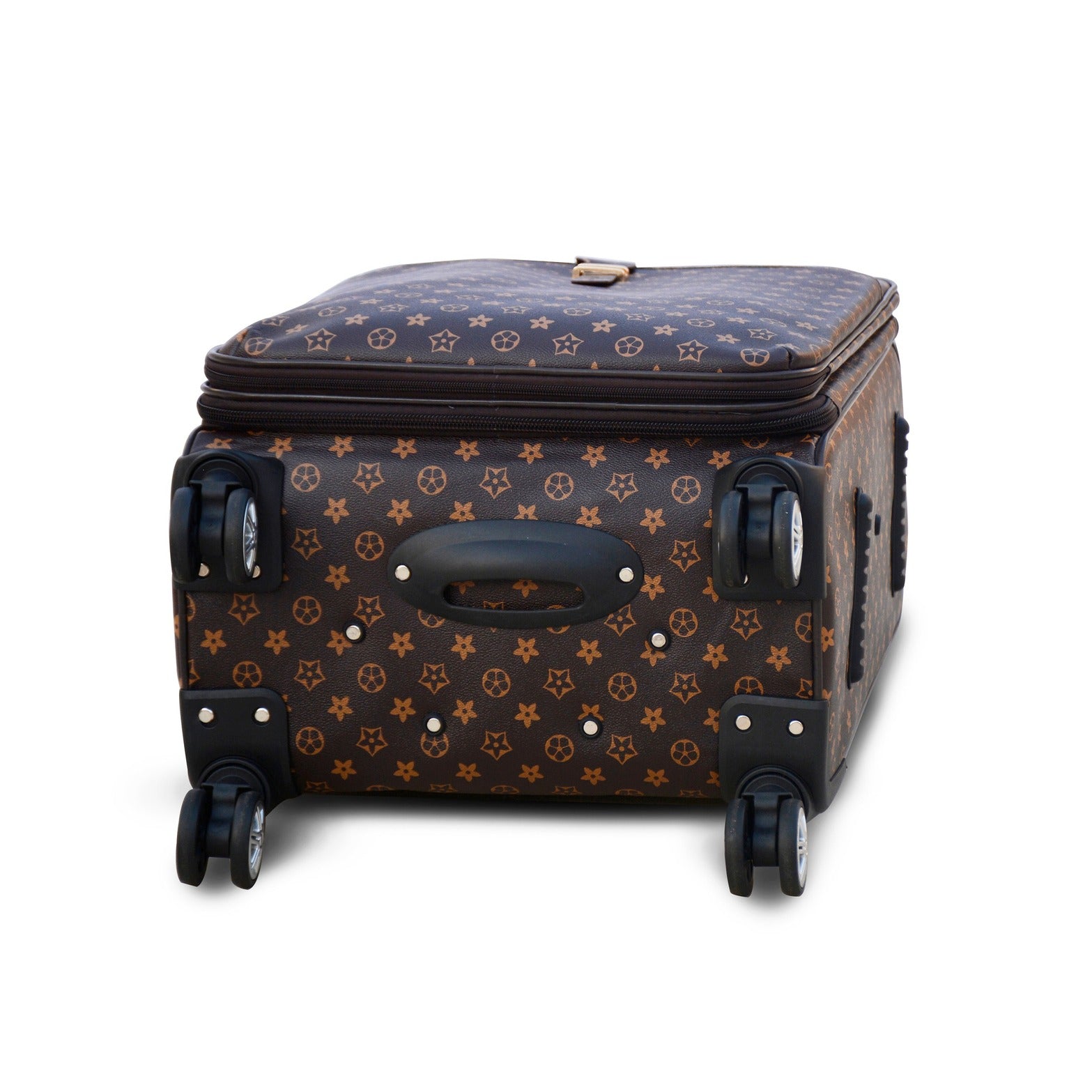 24" Brown Colour LVR PU Leather Luggage Lightweight Trolley Bag with Spinner Wheel