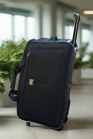 Wheeled Black Material Duffel Bag | Handle to Carry Travel Capacity Duffel Bag