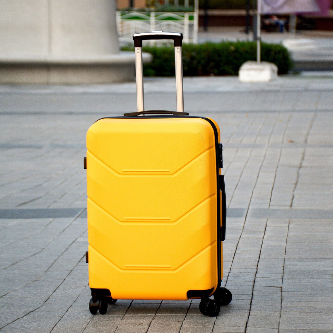 3 Piece Full Set 20" 24" 28 Inches Yellow Colour JIAN ABS 1004 Luggage lightweight Hard Case Trolley Bag with Spinner Wheel